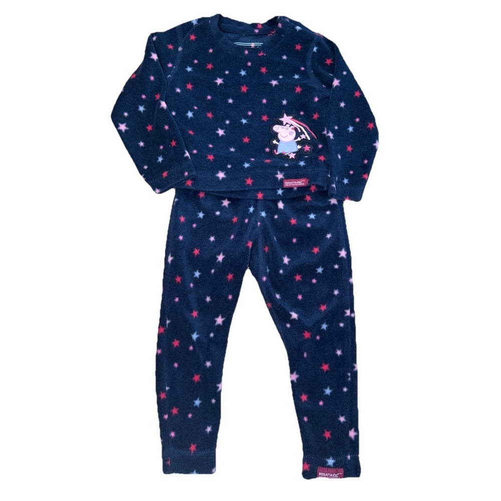 Regatta Adventure Ready Peppa Pig‎ Blue Fleece 2 piece Pajama Set Baby 6-12 M